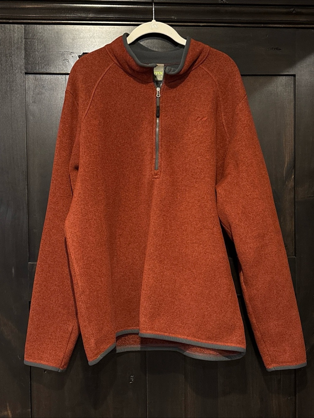 Koppen 1/4 Zip Sweater Mens Large Rust Orange Pullover Fleece Lined Long Sleeve